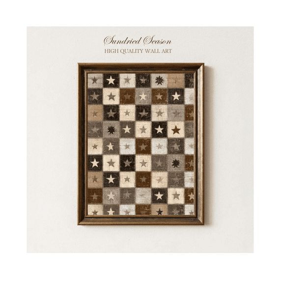 Primitive Checkerboard Star Rustic Poster