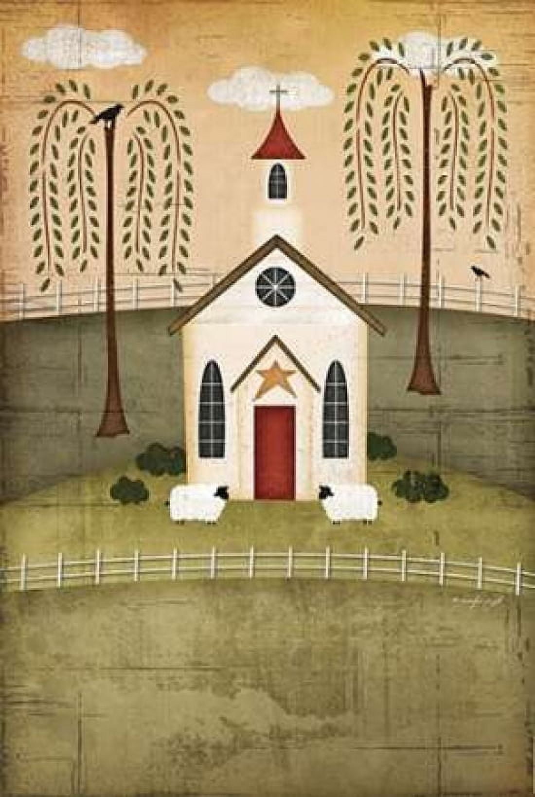 Primitive Church Canvas Art - Jennifer Pugh (12 x 18)