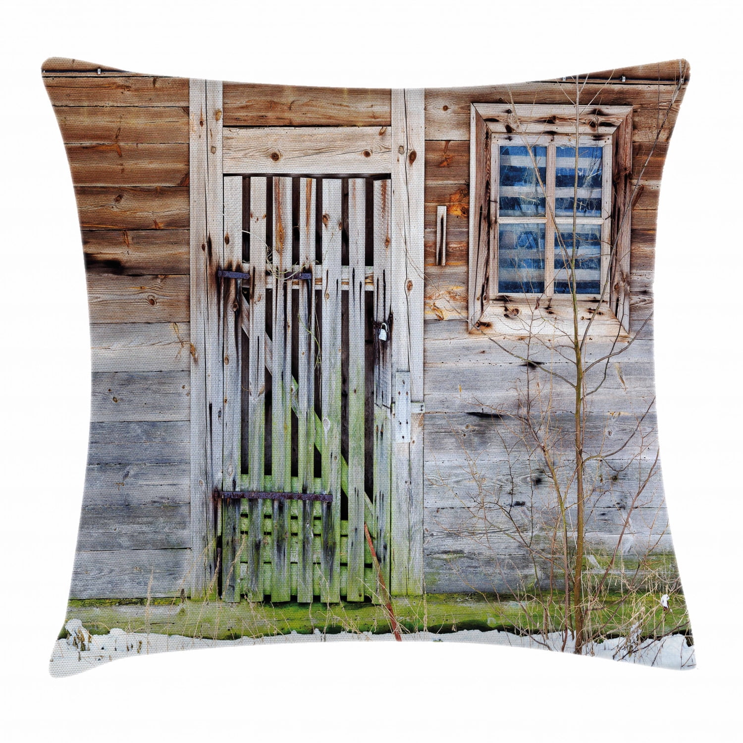 Primitive Country Decor Throw Pillow Cushion Cover, Neglected Old ...