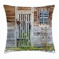 thumbnail image 1 of Primitive Country Decor Throw Pillow Cushion Cover, Neglected Old Farmhouse Rustic Wooden Door and Window Rural, Decorative Square Accent Pillow Case, 18 X 18 Inches, Brown Green Silver, by Ambesonne, 1 of 2