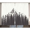 thumbnail image 1 of Ambesonne Prehistoric Curtains 2 Panel Set, Fir Forest Boho Drawing, 108" x 96", Dimgrey, 1 of 2