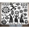 thumbnail image 1 of Ambesonne Tribal Curtains 2 Panel Set, Prehistoric Cave, 108" x 84", Black White, 1 of 3