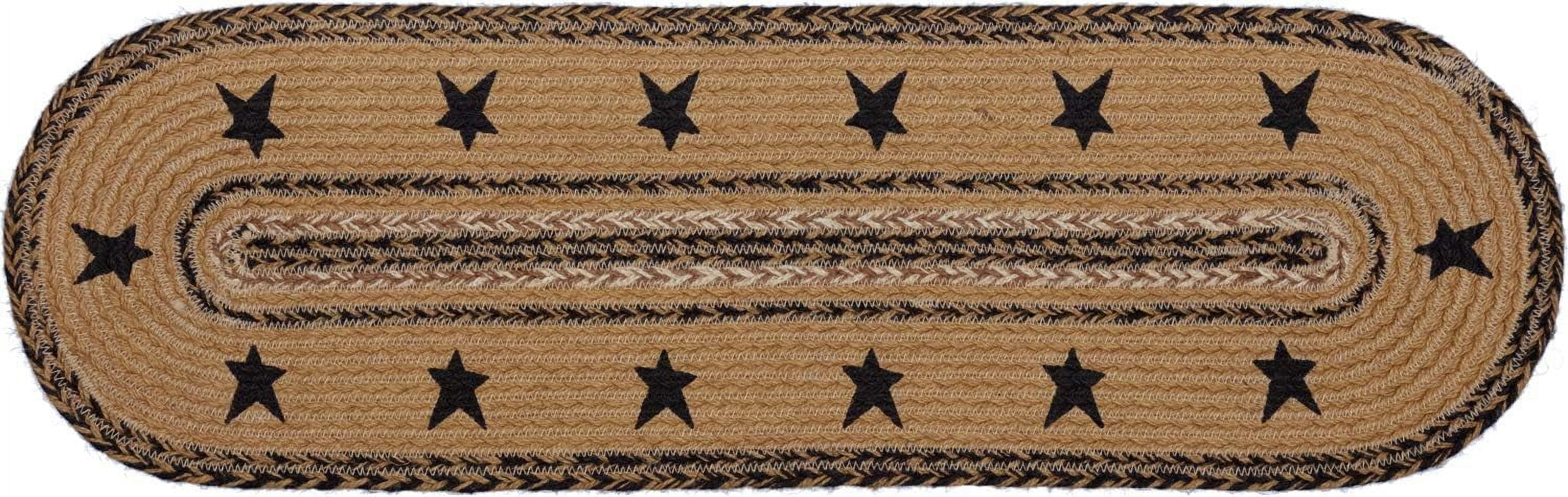 Primitive Flooring Kettle Grove Border Jute Latex Backing Star Oval Stair Tread, Natural Tan