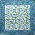thumbnail image 1 of Primitive Floral Hand Block Printed Cotton Table Napkin 20" x 20" Blue, 1 of 1