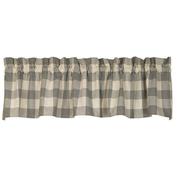 Primitive GRAY CHECK Window Valance 72" x 14", by The Country House