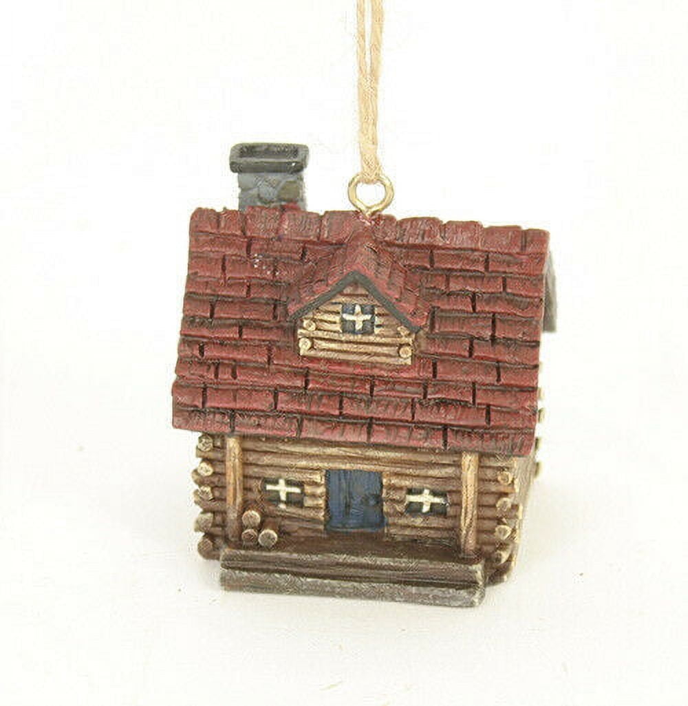 Primitive LOG CABIN Christmas Ornament, 2.25" Tall, by Slifka