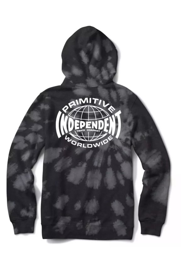 Men's X Independent Skateboard Truck Global Tie Dye Hoodie Sweatshirt (Large, Black)