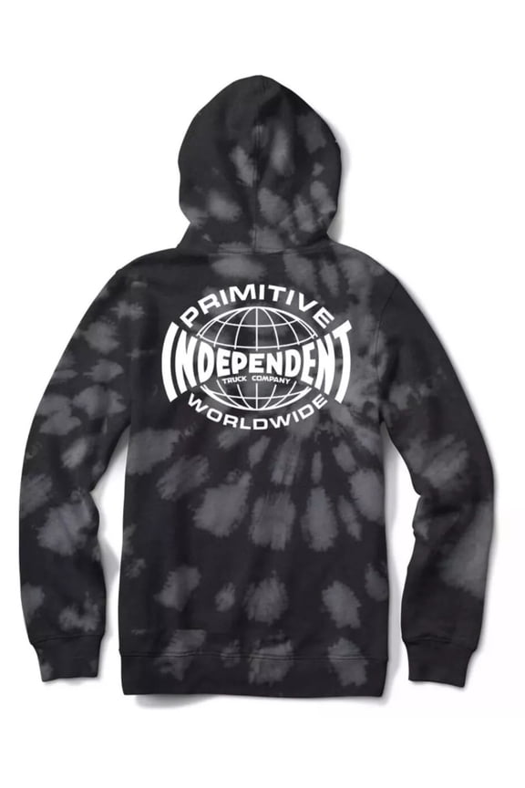 Men's X Independent Skateboard Truck Global Tie Dye Hoodie Sweatshirt (Medium, Black)