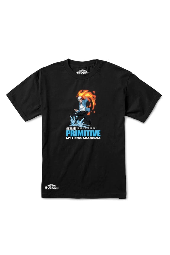 Primitive Men's X My Hero Academia Flashfreeze Heatwave Tee T-Shirt (Large, Black)