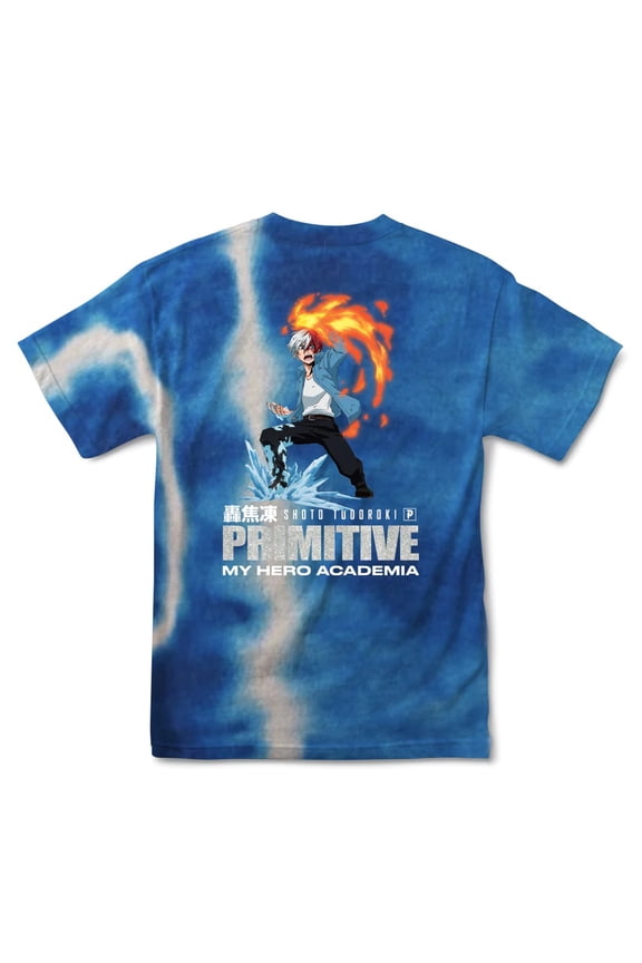 Primitive Men's X My Hero Academia Flashfreeze Heatwave Tie Dye Tee T-Shirt (Small, Blue Tie Dye)