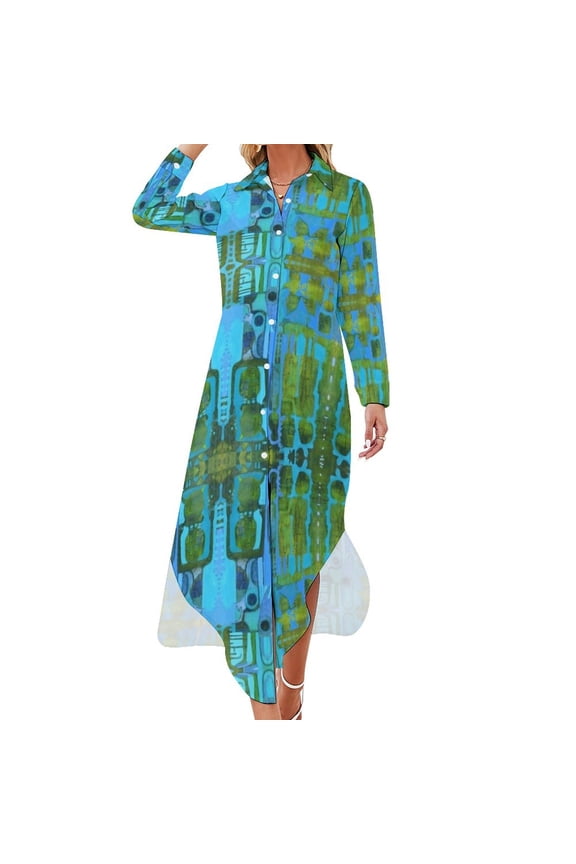 Primitive Mods Tiki Long Sleeved Shirt Dress summer woman dress prom dress 2024