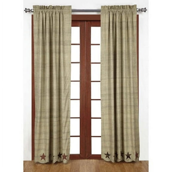 Primitive Panel Pair Abilene Star Scalloped Window Curtains TCC Brands