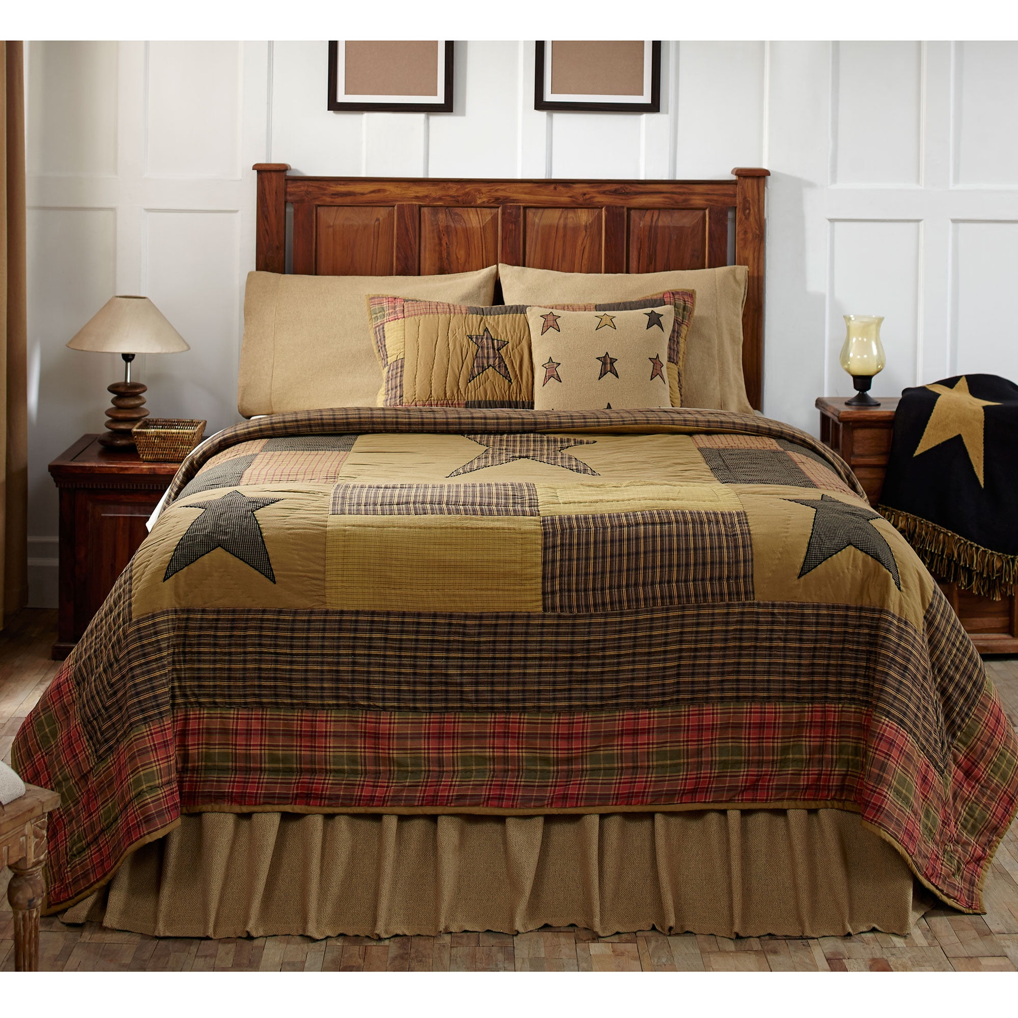 Stratton Twin Red Cotton Patchwork Quilt Set