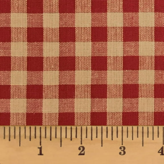 Primitive Red 5 Mini Buffalo Plaid Homespun Cotton Fabric - Sold by the Yard - JCS Fabric