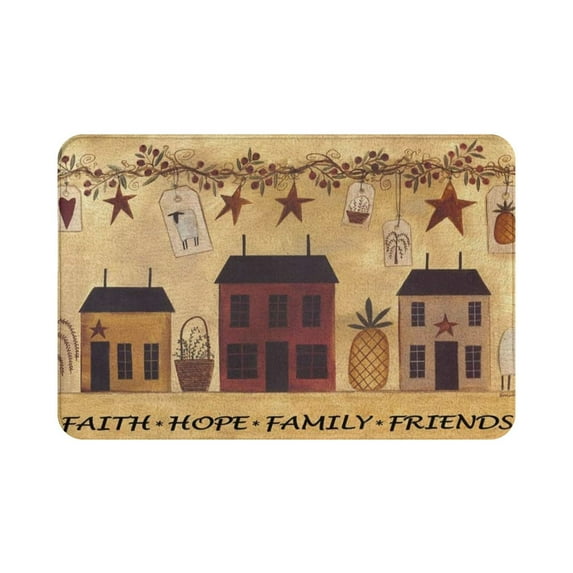 Primitive Rustic Bath Mat Vintage Farmhouse Birdhouse Hope Faith Country Shabby Wooden Board Retro Bathroom Decor 16"x24"