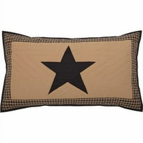 Primitive Sham Black Check Appliqued Star Cotton Bedroom Decor TCC Brands