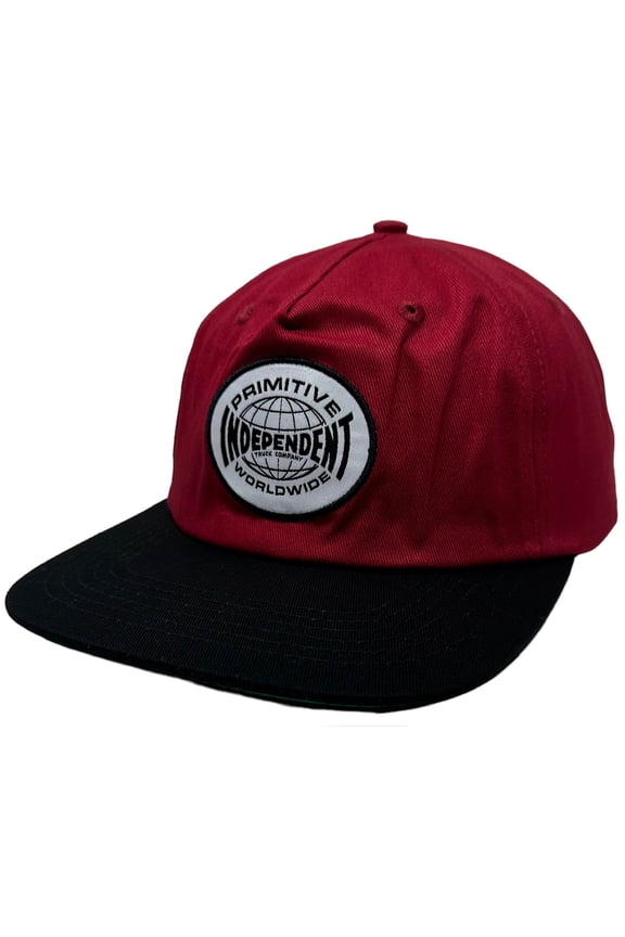 Skate Apparel X Independent Skateboard Truck Global Snapback Hat Cap (Red)