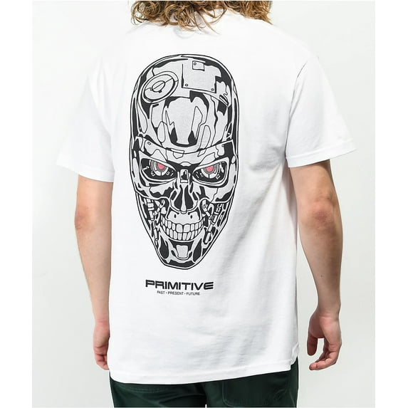 Primitive Skateboarding Apparel Men's X Terminator 2 Skynet Tee T-Shirt (Large, White)