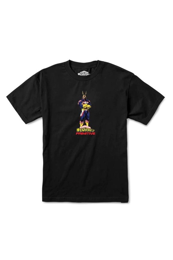 Skateboarding Men's X My Hero Academia Anime All Might Tee T-Shirt (Medium, Black)