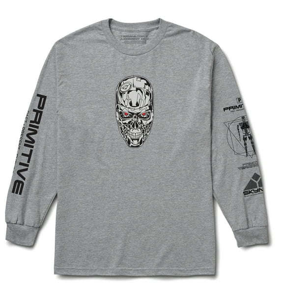 Primitive Skynet Terminator 2 Men's Long Sleeve T-Shirt Gray (Small)