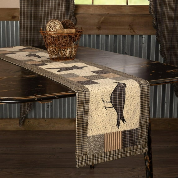 Primitive Table Runner Kettle Grove Crow Star Patchwork Dining Decor TCC Brands