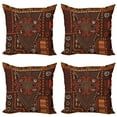 thumbnail image 1 of Ambesonne Tribal Throw Pillow Cover 4 Pack, Aboriginal Cave, 18", Orange and Black, 1 of 5