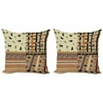 thumbnail image 1 of Ambesonne Tribal Throw Pillow Cover 2 Pack, Prehistoric Native Animals, 20", Black Beige, 1 of 2