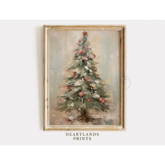 Primitive Tree Poster, Wall Art, Cozy Farmhouse Winter Decor Warm Present Vintage UNFRAMED Poster Size 12x18