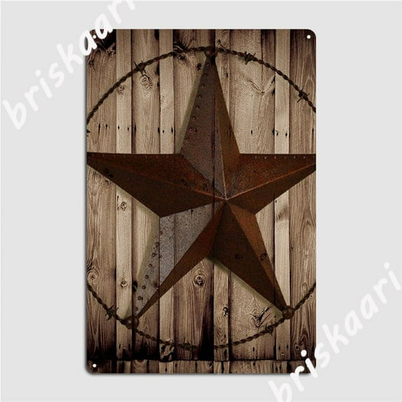 Primitive Western Country Barn Wood Grunge Texas Star Aluminum Metal Sign Plaque Poster Pub Bar Cave Classic Garage Decoration Size: 16 x 12 Inches