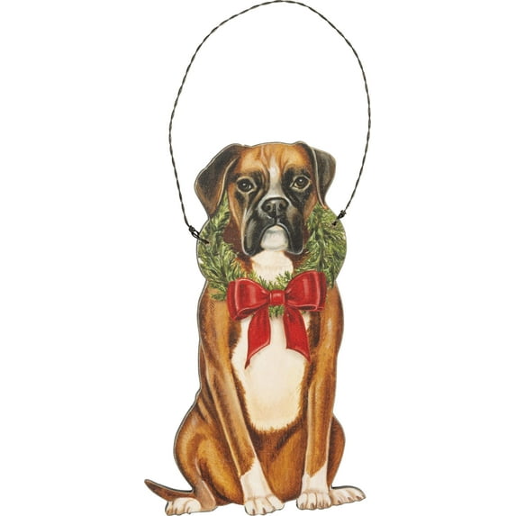 Primitive by Kathy Christmas Boxer Hanging Ornament