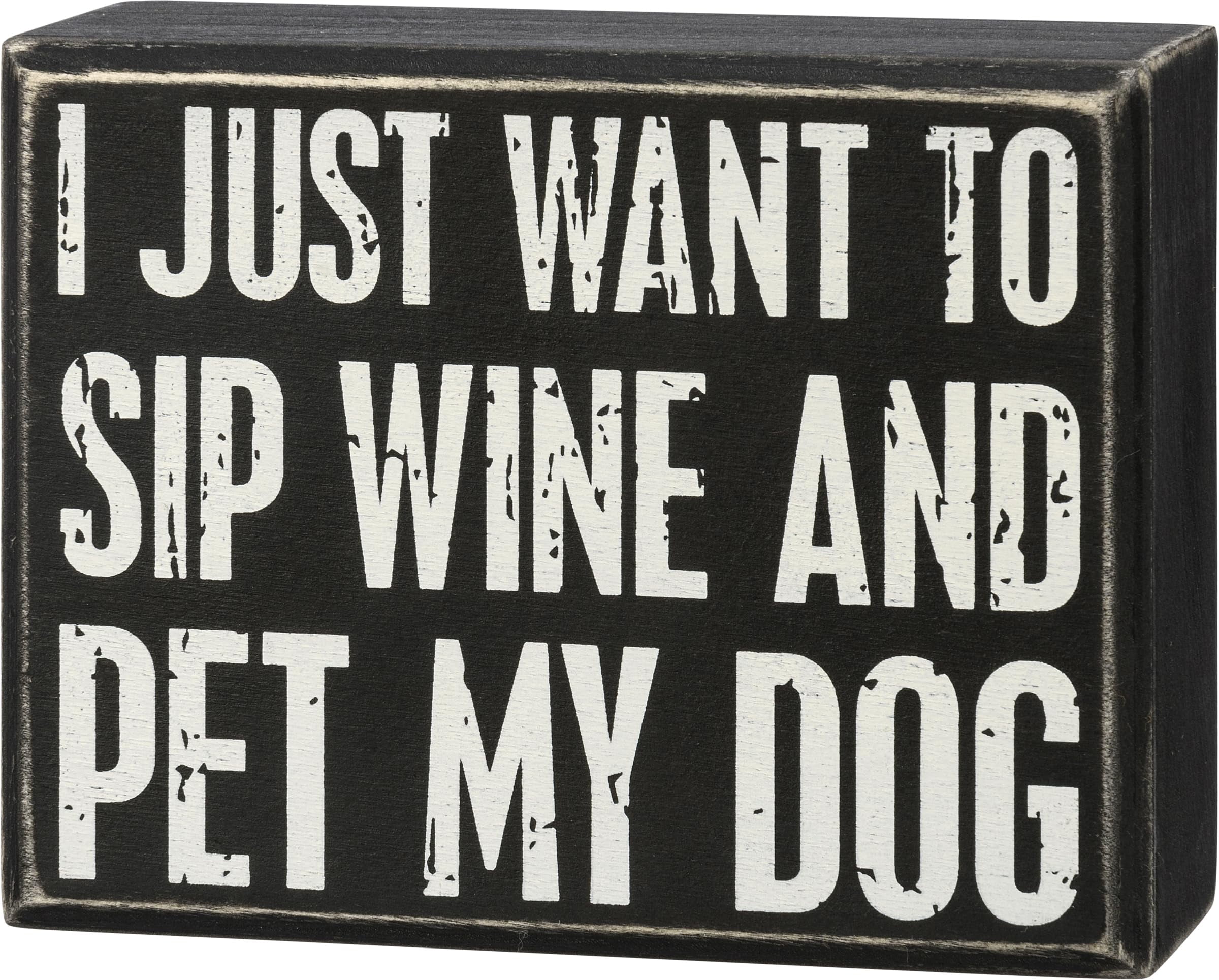 Funny Cat Lady Fridge Magnet - "I Just Want To Sip Wine And Pet My Cat", 2.5x3.5 Inches, Wooden Decor