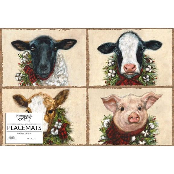 Primitives By Kathy 111938 Animals Paper Placemat Pad, 12 Inch, Multicolor