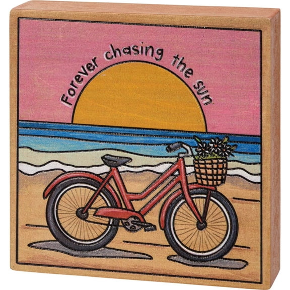 Primitives By Kathy 112817 Forever Chasing the Sun Block Sign, 4-inch Square