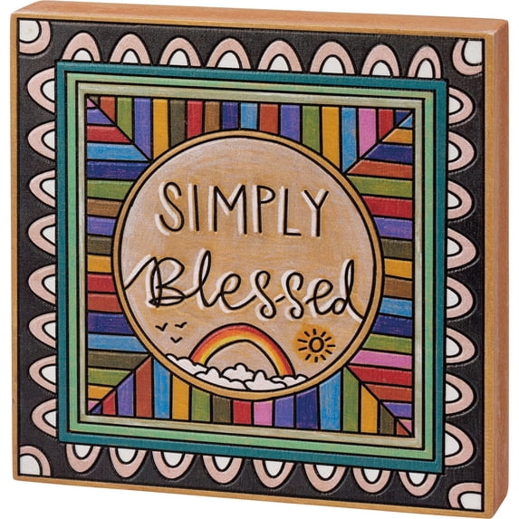 Primitives By Kathy 113467 Simply Blessed Block Sign, 6-inch Square