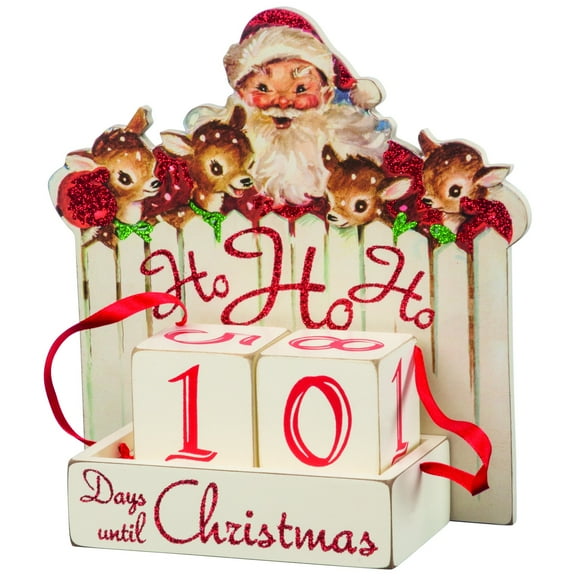 Primitives By Kathy 7.25 Inches x 7.25 Inches Block Countdown Santa Sign Christmas Decor Ho Ho Ho