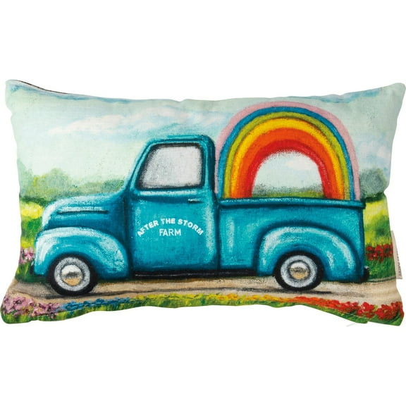 Primitives By Kathy After The Storm Rainbow Farm Truck Pillow 24" x 15"