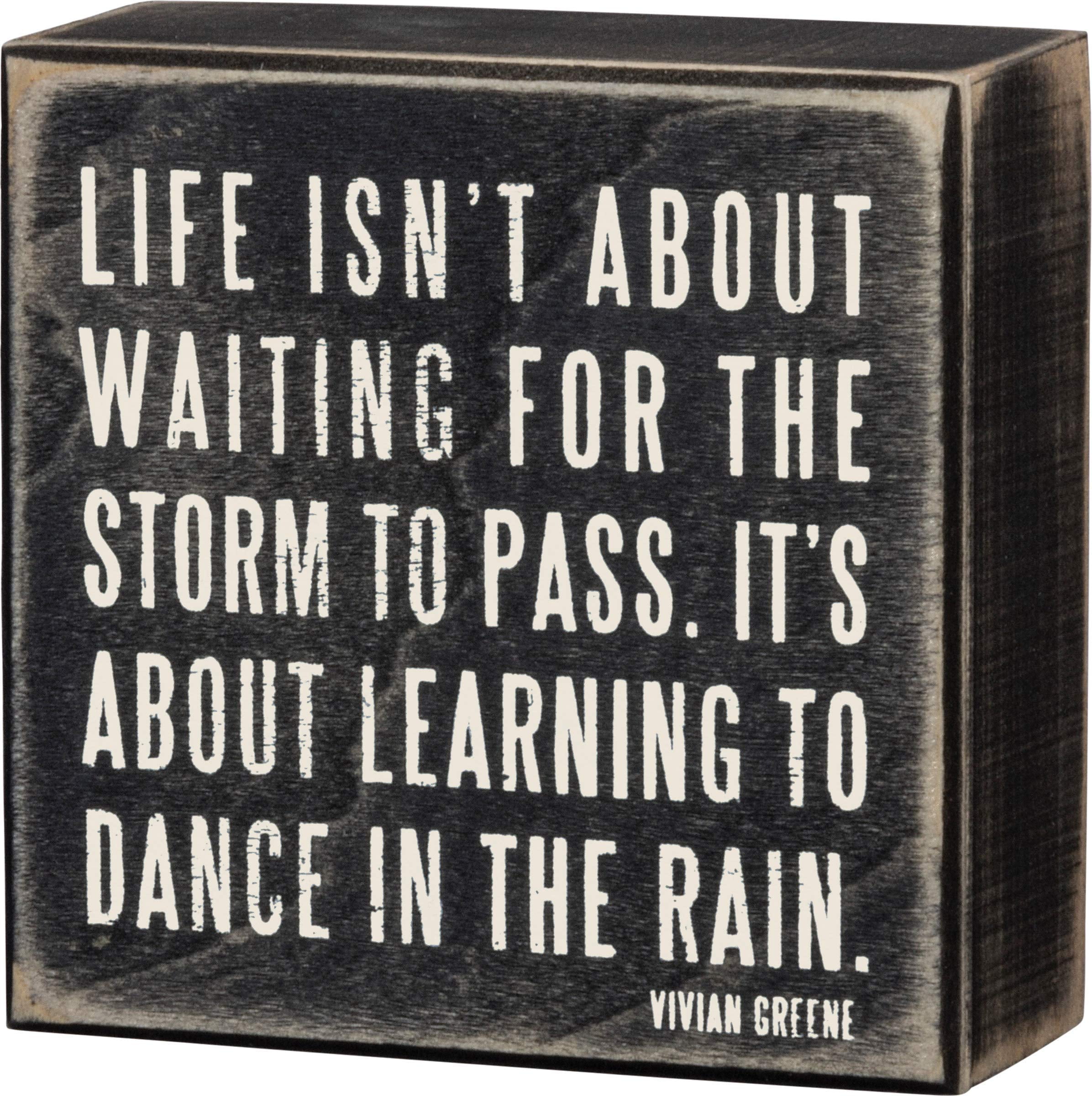 Black and White Wooden Inspirational Quote Box Sign