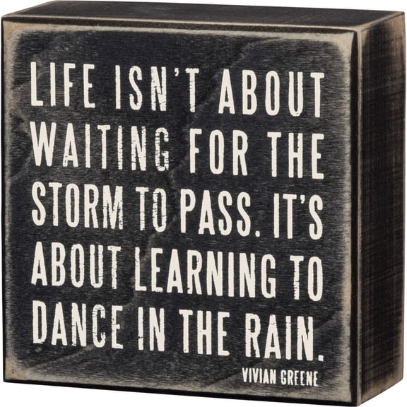 Primitives by Kathy Classic Box Sign, 4 x 4-Inches, Dance In The Rain