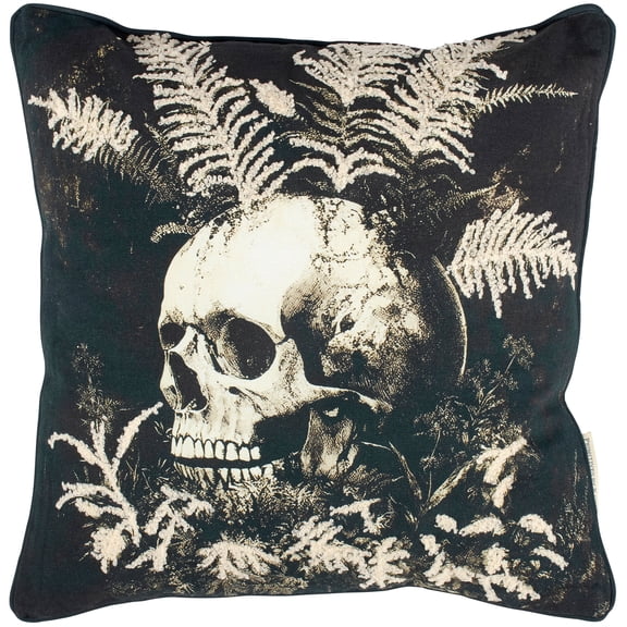 Primitives By Kathy Dark Plant Skull Zipper Pillow 14-inch x 14-inch