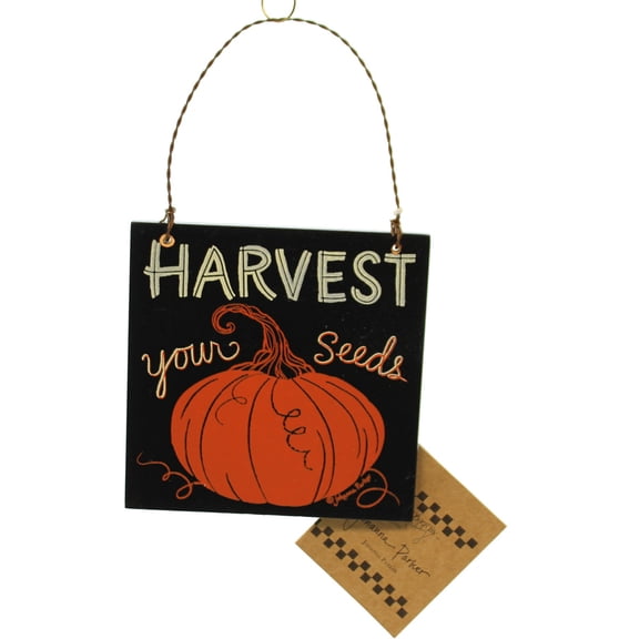 Primitives By Kathy Harvest Your Seeds Plaque Wood Pumpkin Fall Gardening 24775