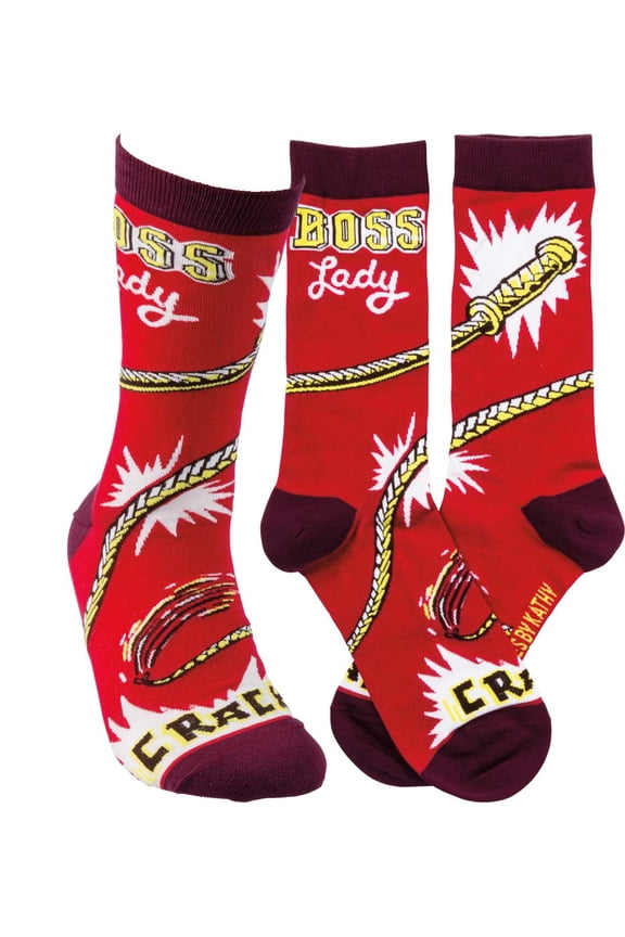 Boss Lady Whipcrack Socks Funny Novelty Red Power Socks by The Bullish Store