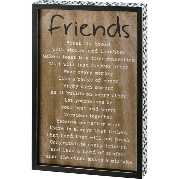 Primitives Inset Box Sign - Friends Break The Bread