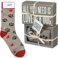 thumbnail image 1 of Primitives by Kathy 105536 Decorative Box Sign & Pair of Socks Gift Set-All You Need is Love and a Dog, One Size, Grey, White, 1 of 7