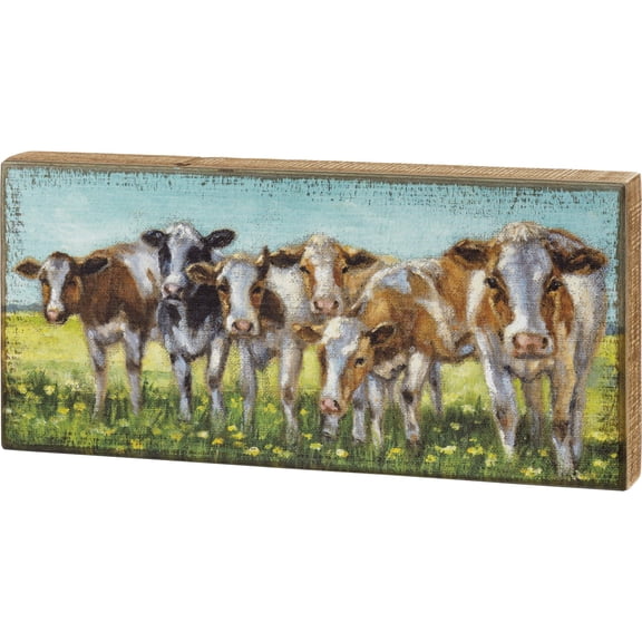 Primitives by Kathy 109164 Wooden Box Sign (Cow Rows)