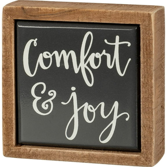 Primitives by Kathy 109405 Comfort & Joy Mini Box Sign, 3-inch Length, Wood and Enamel