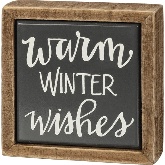 Primitives by Kathy Mini Box Sign, 3-inch Length, Warm Winter Wishes