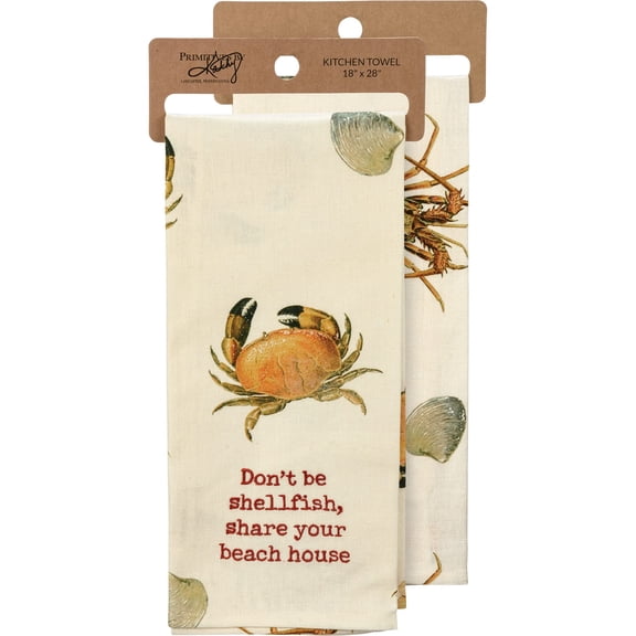 Primitives by Kathy 112301 Kitchen Towel - Don't Be Shellfish,28-inch