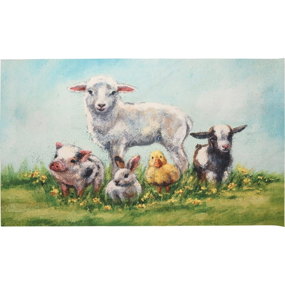 Primitives by Kathy 112535 Young Farm Friends Rug, 34-inch Length, Polyester