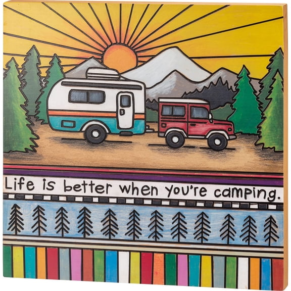 Primitives by Kathy 113143 Box Sign - Life Is Better When You're Camping