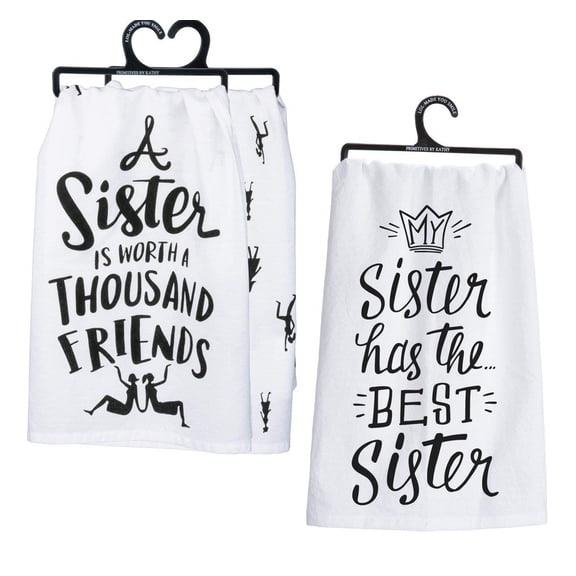 Primitives by Kathy 2 Piece Best Sister Kitchen Towel Gift Bundle